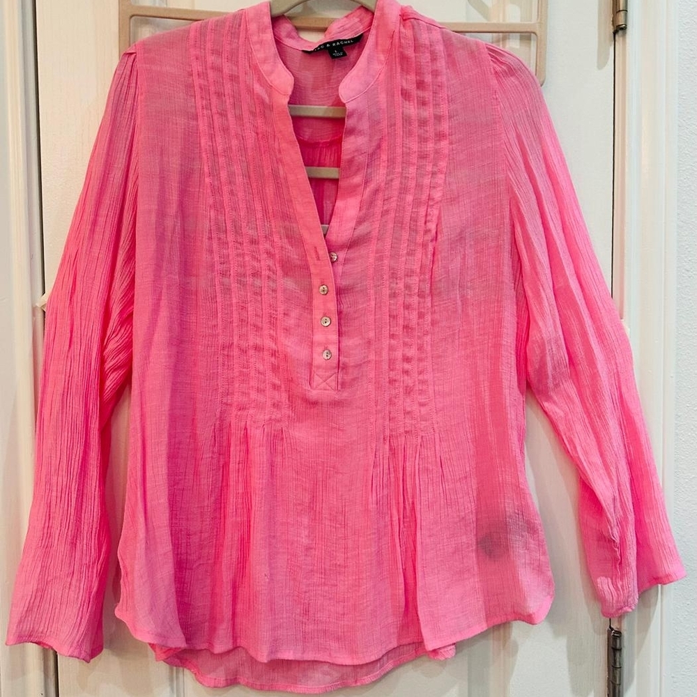 Blouse Zac & Rachel Hot Pink Pintuck Peasant Blouse